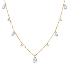 Sterling Silver Pear & Round Crystal Necklace