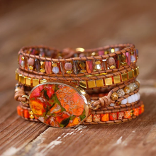 Gemstone Leather Wrap Bracelet