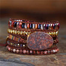 Gemstone Leather Wrap Bracelet