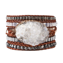 Gemstone Leather Wrap Bracelet