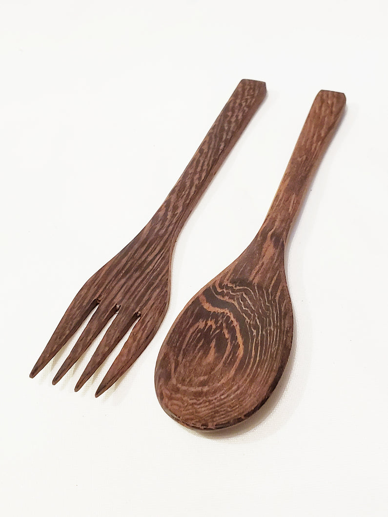 Ebony Wood Fork and Spoon Set