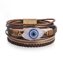 Evil Eye Leather and Druzy Bracelet
